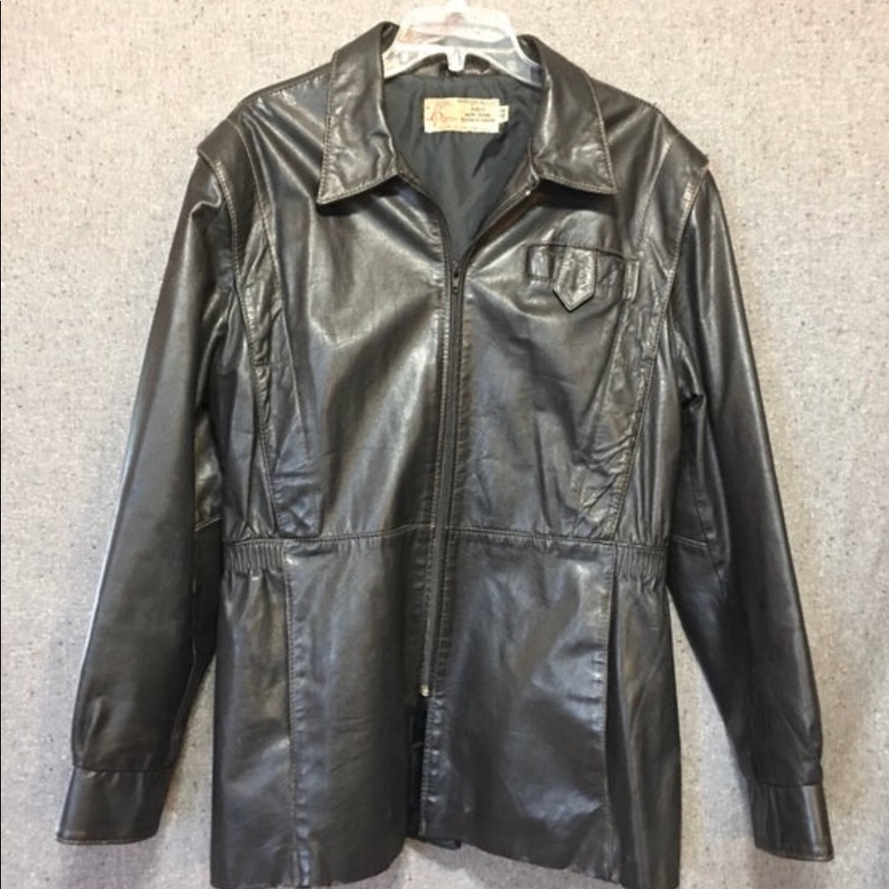 VTG Jean Pierre Black Leather Cafe Racer Jacket 44